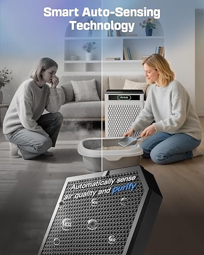 Miniatura 5 de Purificadores de aire para el hogar, habitación grande de hasta 1848 pies cuadrados, purificador de aire AIRTOK para mascotas del hogar, monitor de