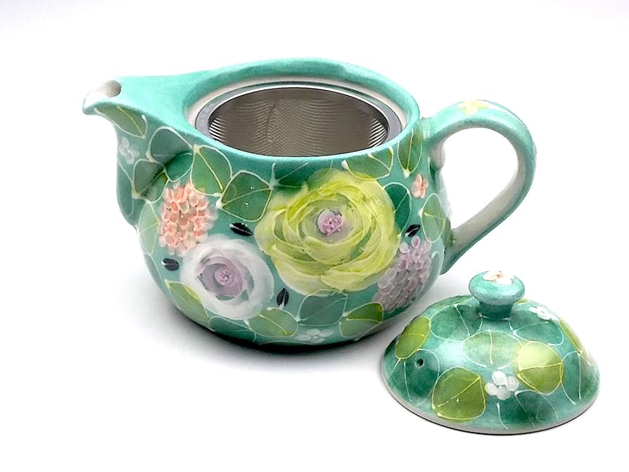 【値下げ中】工房ゆずりは　緑彩ローズ　丸ポット　贈り物　ティータイム Amazon | 工房ゆずりは 緑彩ローズ 丸ポット 急須 ティーポット