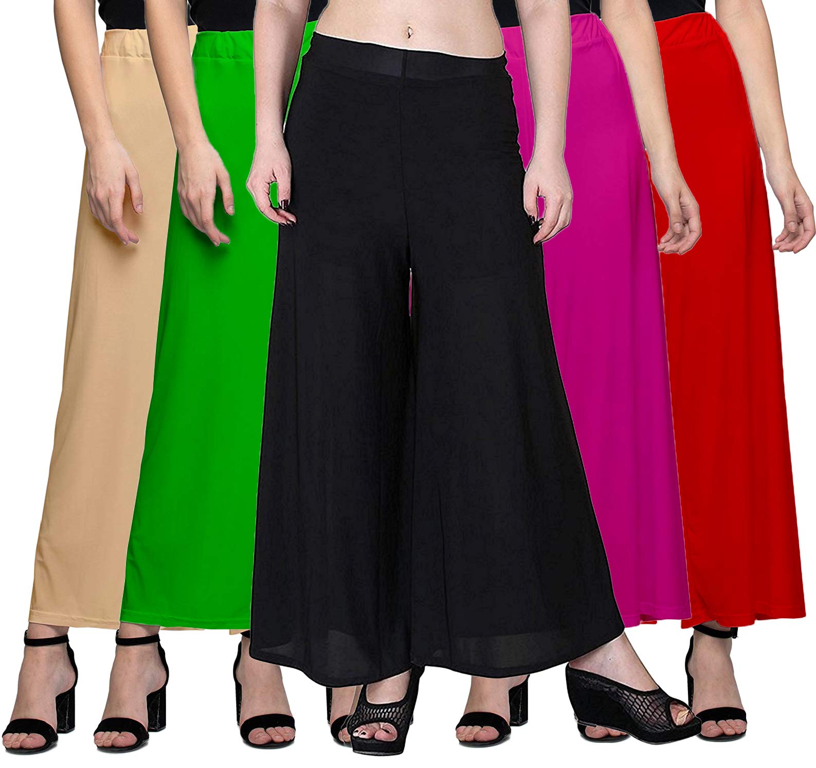 Casual Wear Malai Premium High Waist Wide Leg Palazzo Pants for Women's Pack of 5-image-12