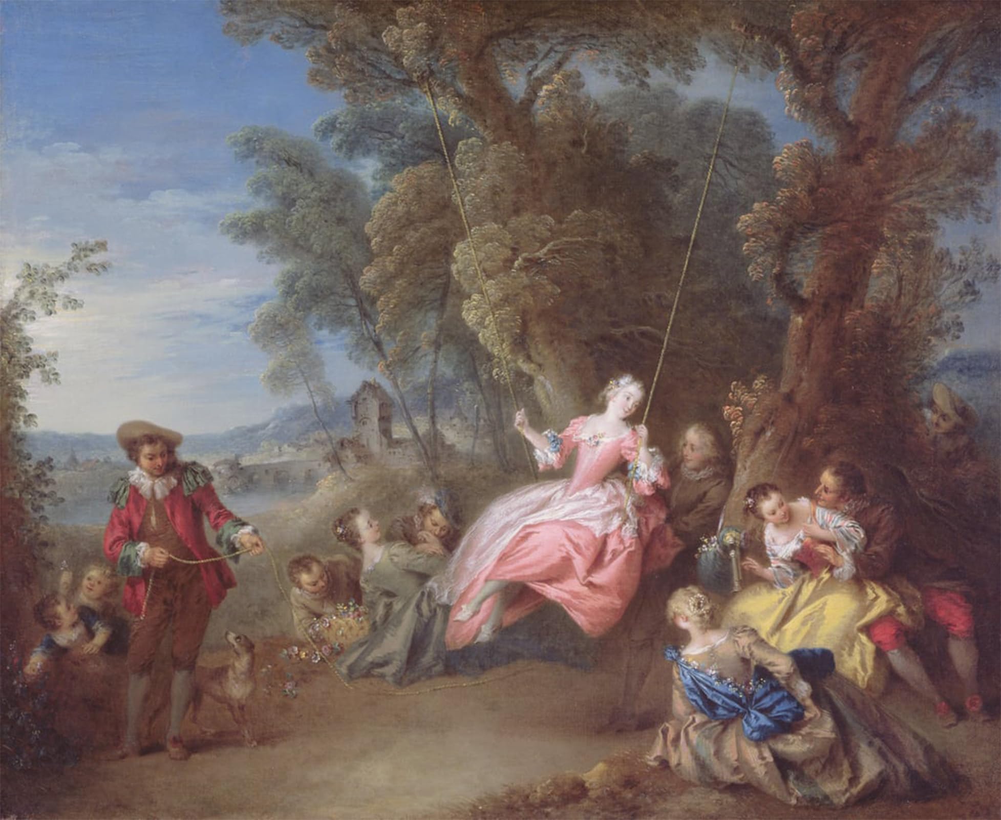 SERENDIPITP Retro Picture Poster Wall Art Pictures Painting the Swing by Jean Baptiste Pater Wall Art Canvas Print for Wall Decor 60x90cm