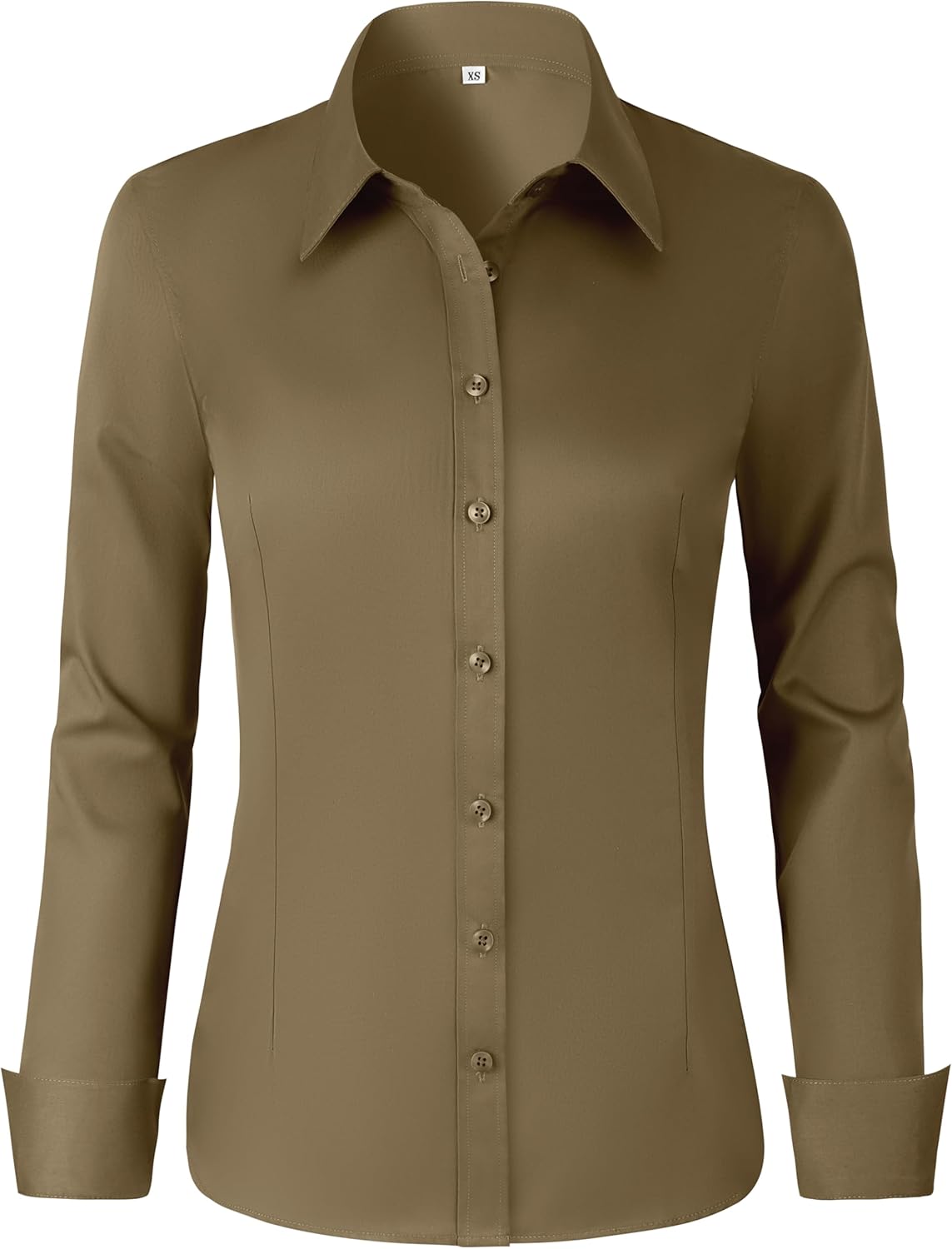 CUNLIN Womens Cotton Button Down Shirts for Women Fitted Long Sleeve Formal Dress Shirt Work Blouses Tops - Image 2