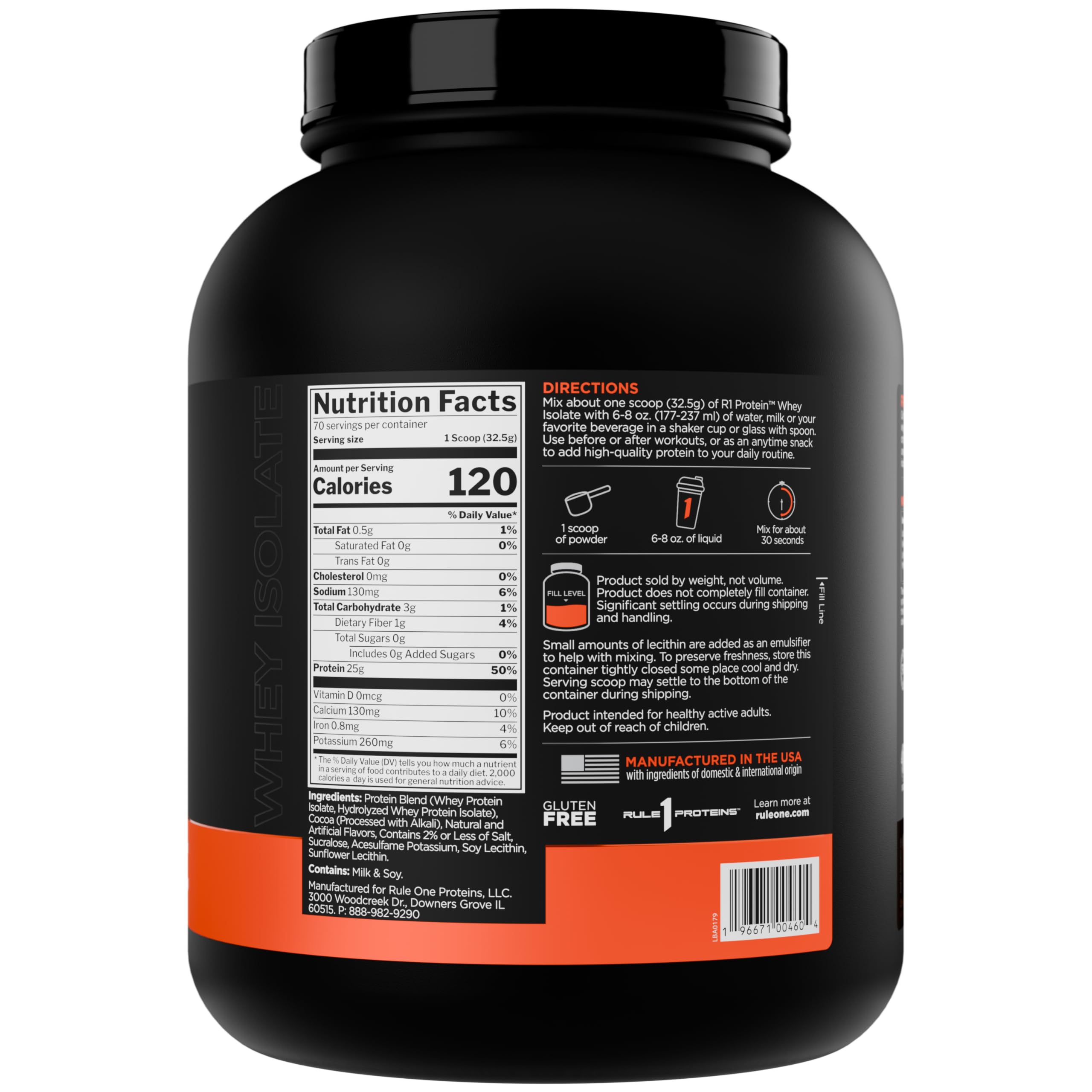 Rule 1 Proteins R1 Protein Whey Isolate, Chocolate Peanut Butter, 70 Serv — Amazon image 2
