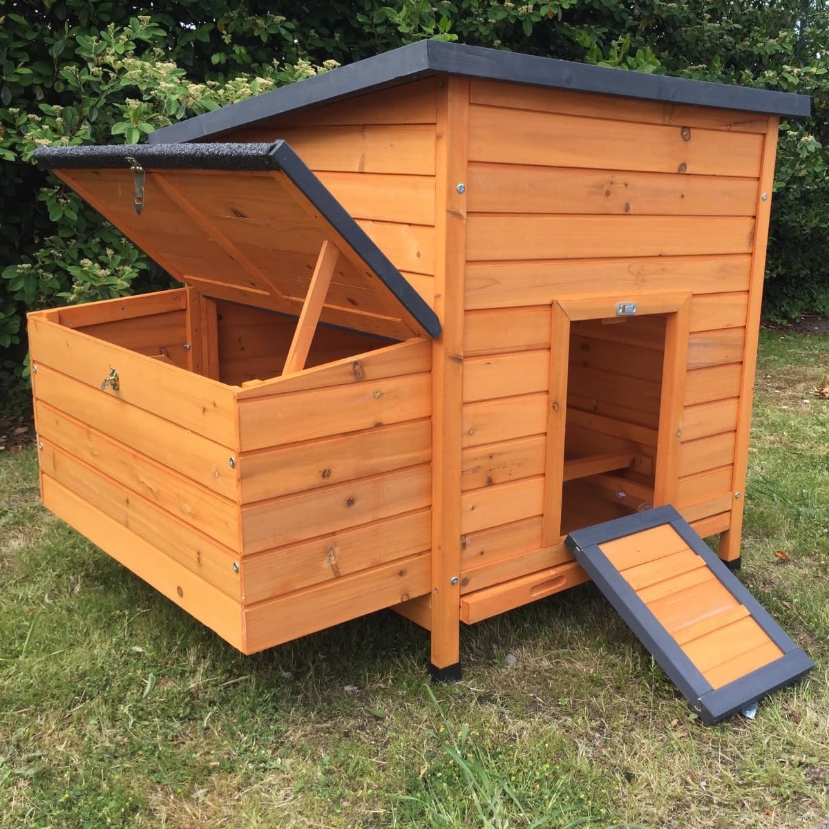 Animal Valley Gallinero Sussex XL Techo Shingle Negro Abatible para 6 a 10 Gallinas, Madera FSC