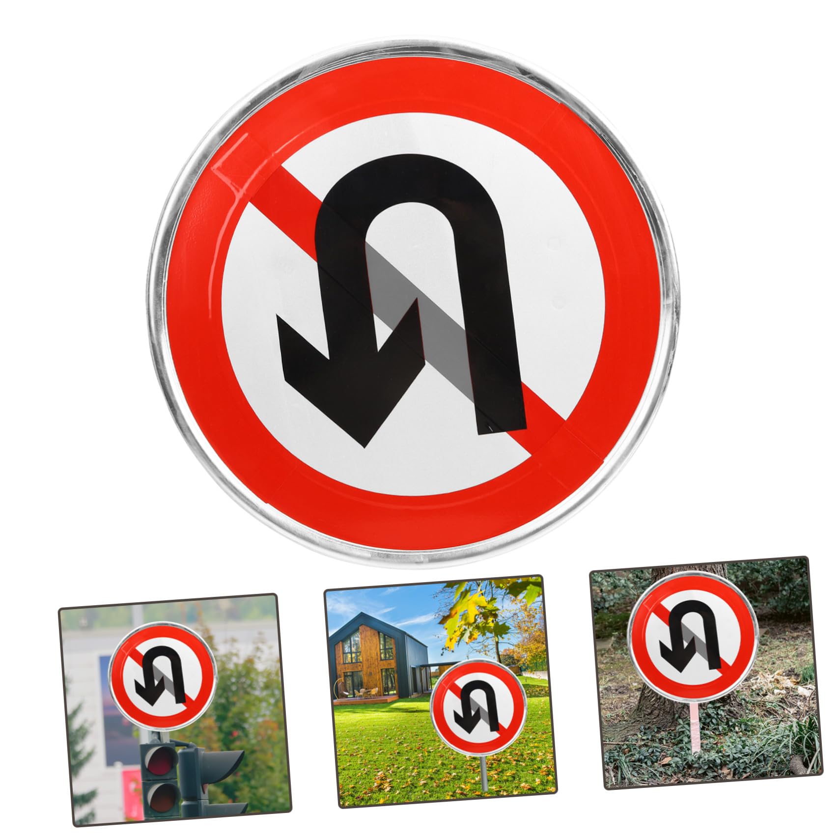 Panneau Interdit Demi-tour Métal Réfléchissant Signalisation Route Privée Panneau Allée Robuste Facile à Installer pour Entrée et Allée