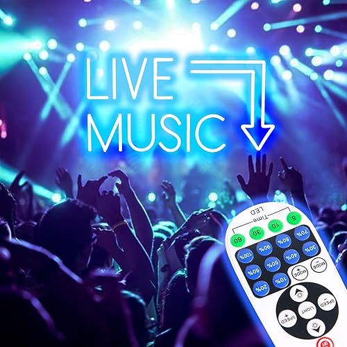 Miniatura 4 de HADFEW LIVE MUSIC - Letrero de neón, letrero con luz para barra de cerveza, decoración de estudio de música, decoración retro del hogar, letrero de