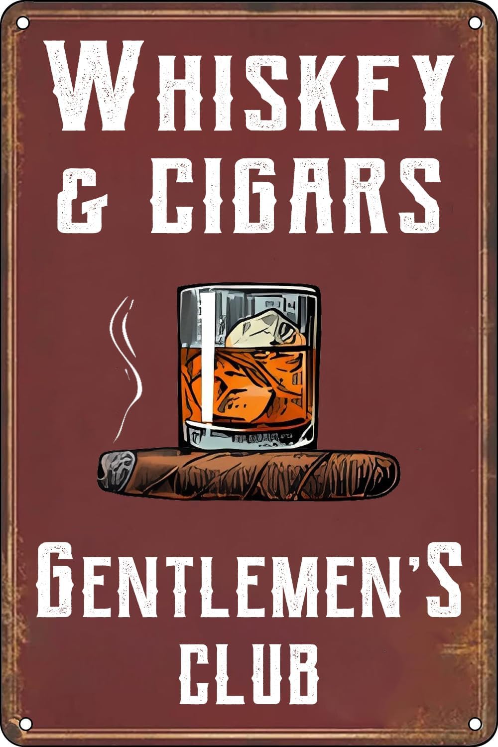 peiyeety Vintage Metal Tin Sign Whiskey and Cigar Bar Decor Cigar Lounge Signs Inspirational Quotes Wall Decor Funny Novelty Kitchen Bar Club Garage Garden Farm Wall Art Plaque 8X12 Inch