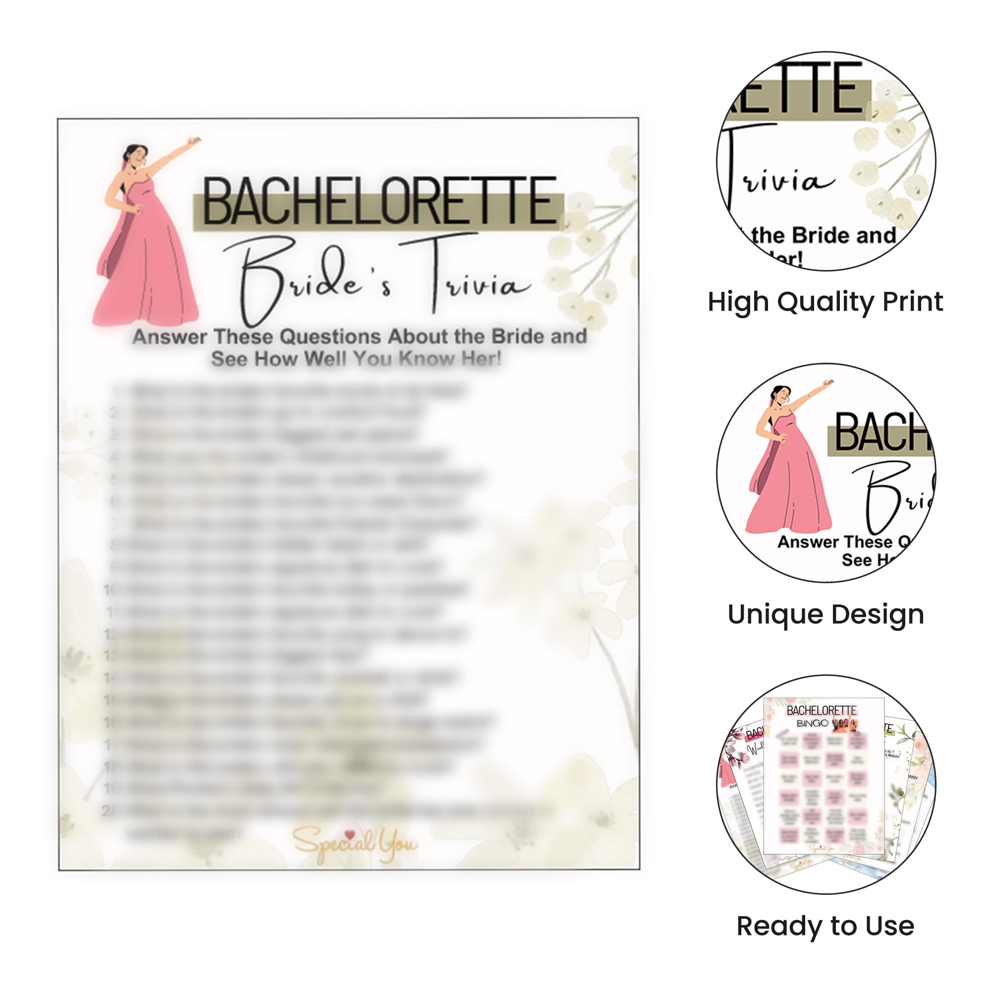 SpecialYou.in Special You Bachelorette Party Game for Brides, Bachelorette Games, Bride to Be Games for Bachelorette Party, Game for Bridal Shower, Bachelorette Card, Bride to be Props 2