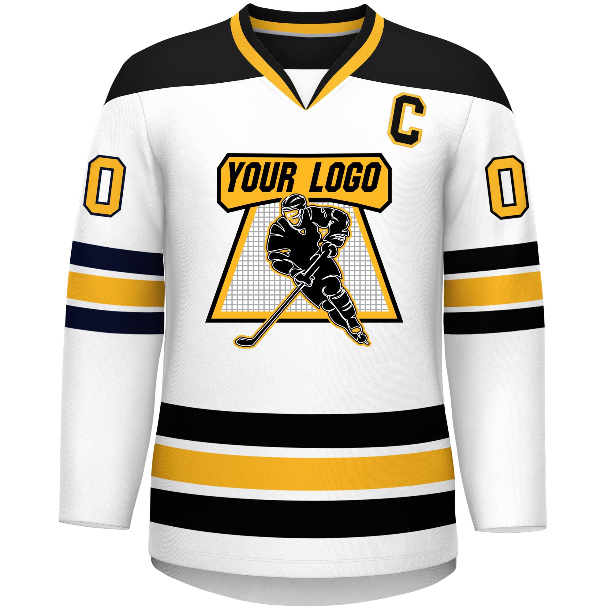Custom Hockey Jersey Stitched or Printed Name Number V-Neck Athletic Jersey