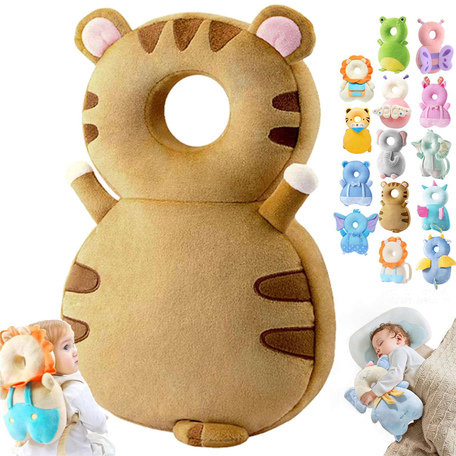 Wonder Baby Head Protector, Wonderbaby Head Protector, Baby Head Protector Backpack, Baby Backpack Head Protection Pillow, Baby Fall Back Head Protector for Baby Walking (Tiger)