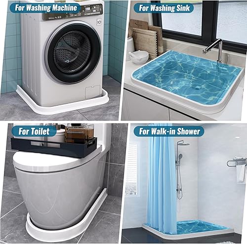 Miniatura 7 de Presa de agua de umbral de ducha de 3 pulgadas de alto, 120 pulgadas de largo, plegable, protección contra salpicaduras de agua, barrera de ducha