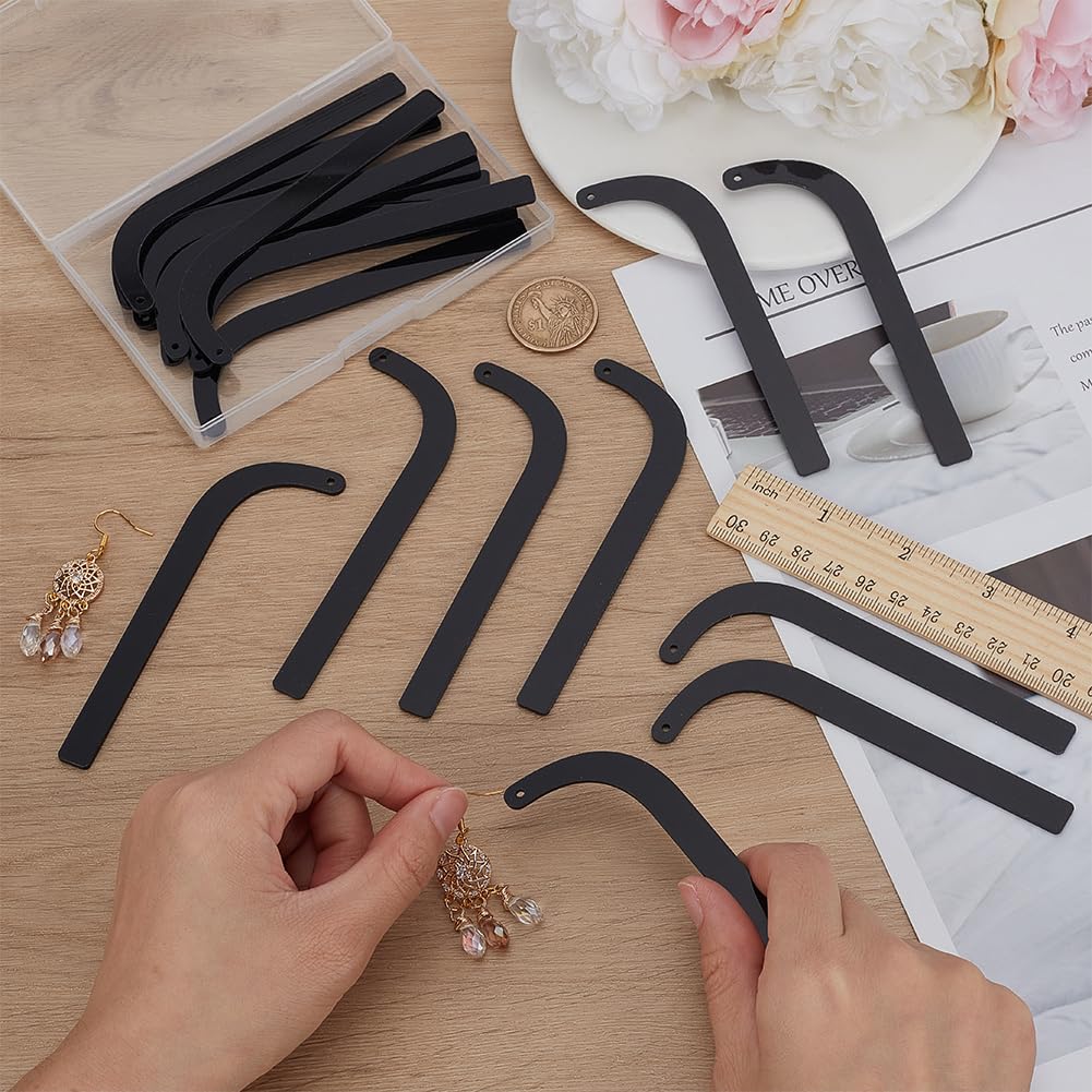 FINGERINSPIRE 20 Pcs Acrylic Earring Try-On Stick Black Try-free Earrings Display Bend-Shape Props Tool Try-on Strip for Earrings and Studs Ear Stud Display Curved Strip for Retail Store Home use - Image 3