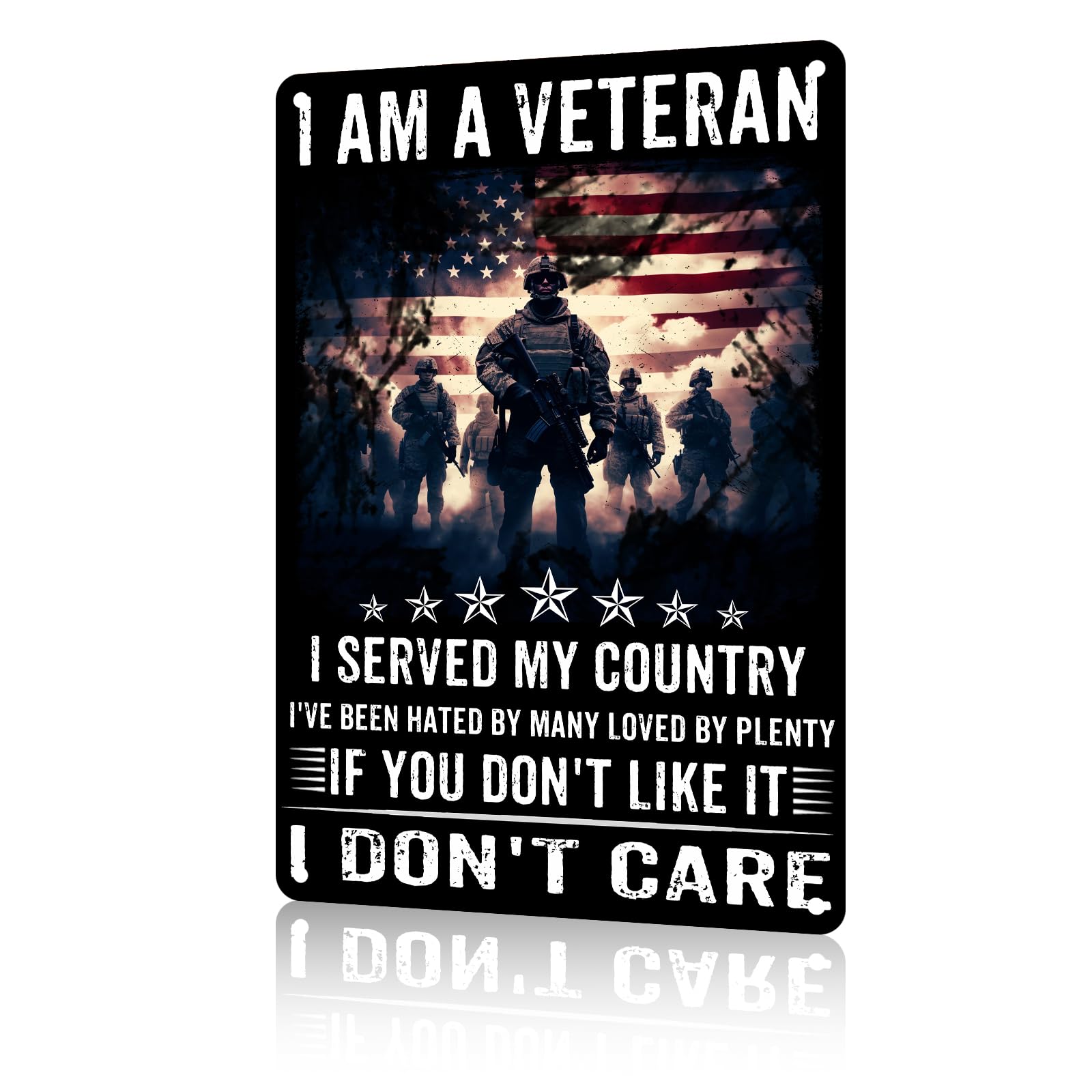 Anceky I am A Veteran My Oath Idon't Care Tin Signs Retro Metal Sign Aluminum Sign Wall Decor for Garage Coffee Bar Pub Living Room Home 12×16 Inch