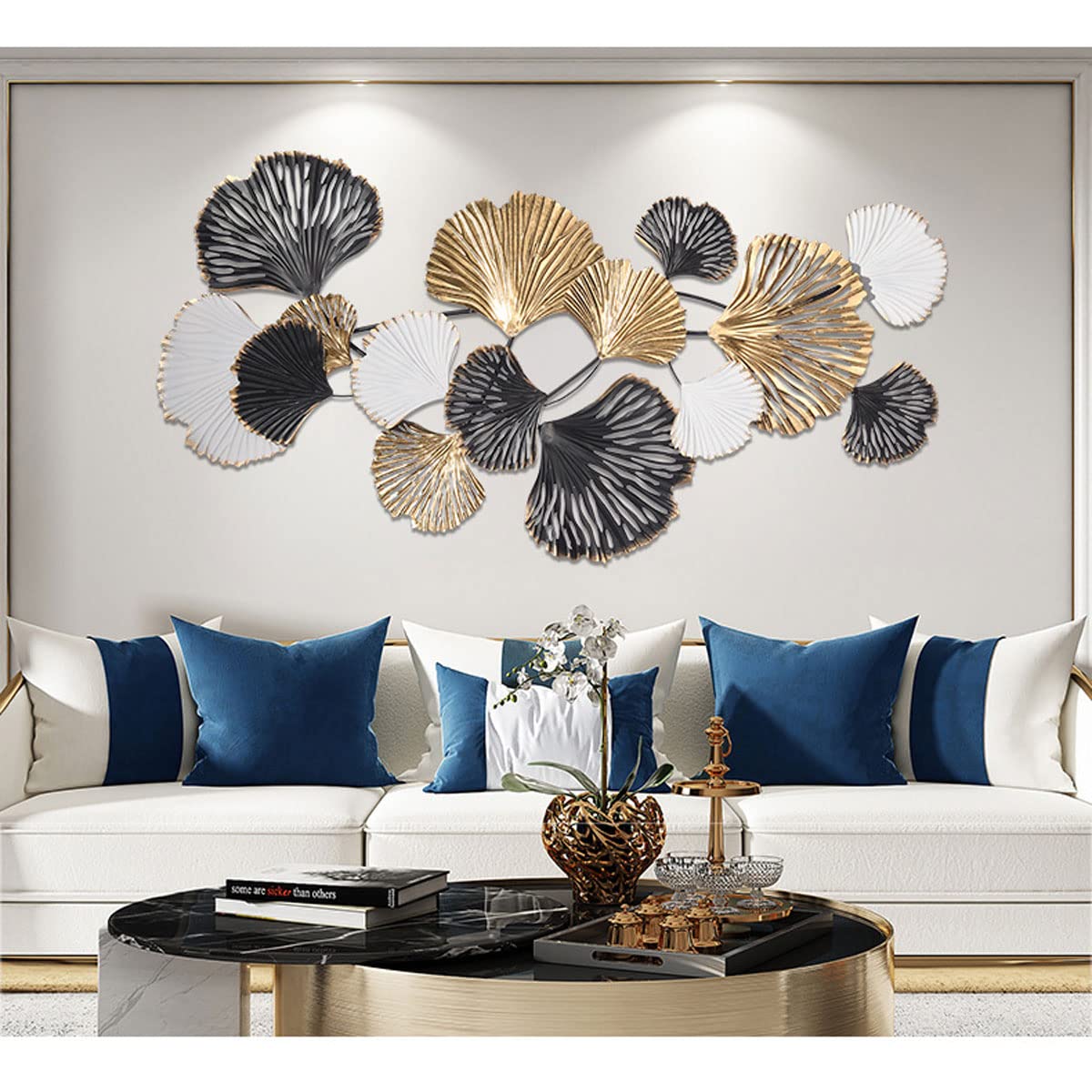 Décorations Murales Dorées En Forme De Feuilles De Ginkgo - Lot De 2, 26 Cm, Style Moderne