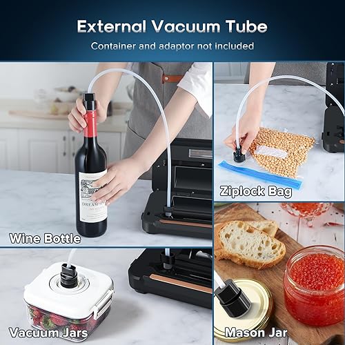 Miniatura 5 de Secura Máquina selladora al vacío, ventana de operación visual, sellador automático de alimentos con cortadoralmacenamiento de bolsasmanguera de