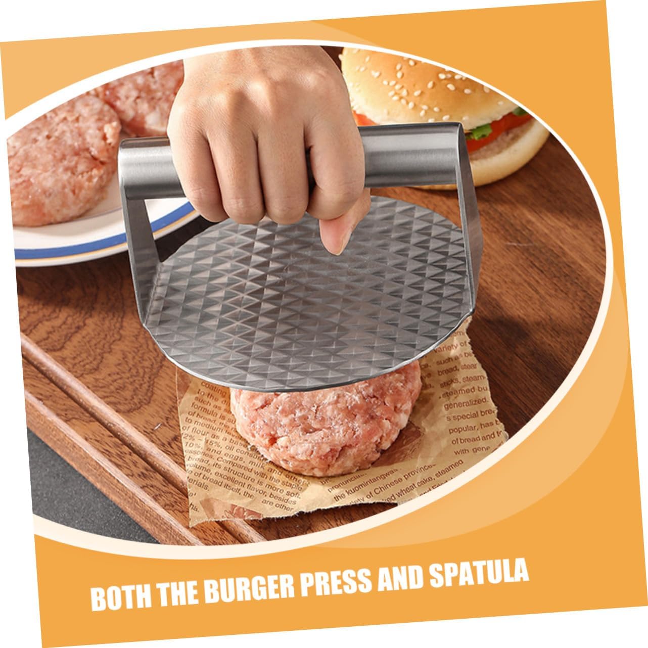 Stainless Steel Grill Accessories BBQ Tools with Burger Press Cooking Spatula and Oil Brush for Outdoor Grilling Camping and Barbecue Enthusiasts