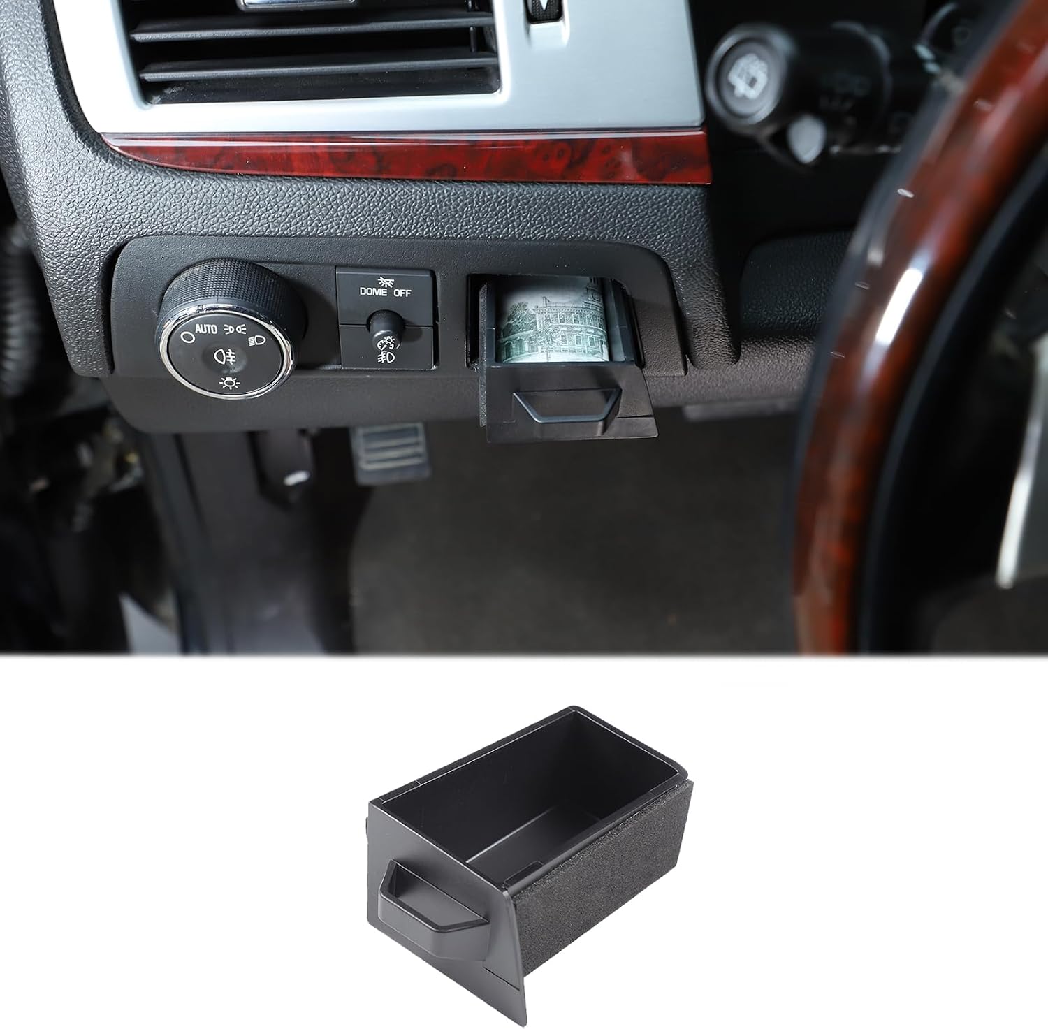 Center Console Storage Box Compatible with Cadillac Escalade 2007-2014,ABS Central Control Drivers Left Side Drawer Organizer Tray Interior Storage Accessories