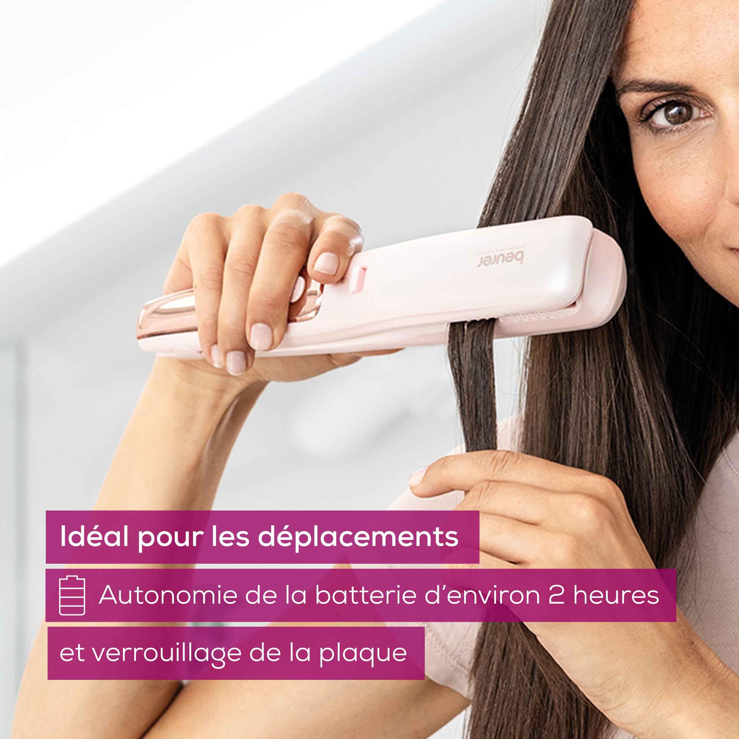 Beurer HT 22 élimine les fourches et les pointes abîmées rapidement et efficacement, sans perte de longueur pour des cheveux sains, avec affichage LED, 2h d'autonomie
