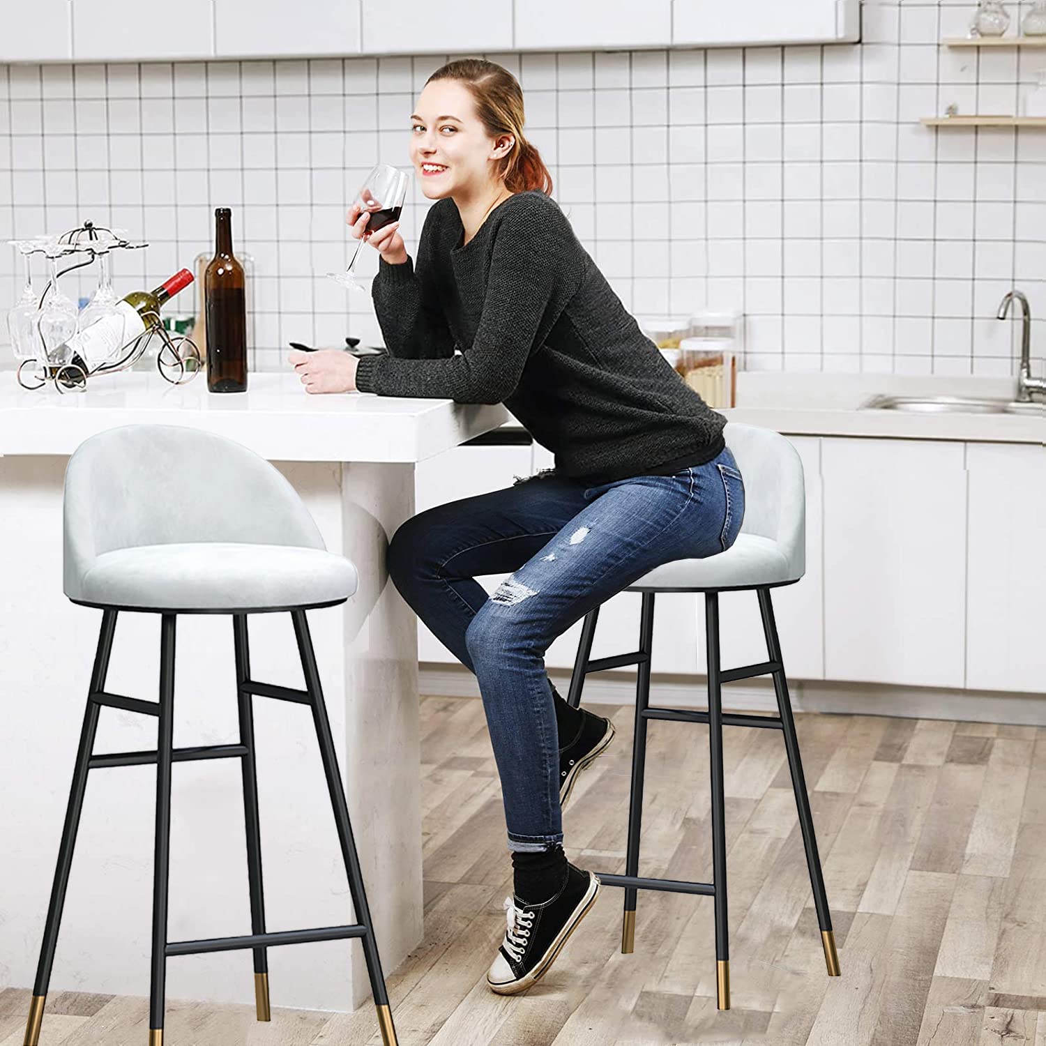 Amazon｜高さ75cmのカウンター高さバースツールチェア2脚セット