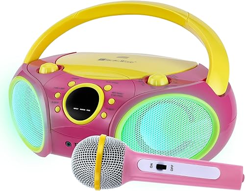 Miniatura 8 de SingingWood NP030AB-GK - Sistema de karaoke portátil, reproductor de CD portátil con Bluetooth para radio estéreo AM FM en el hogar, conector para