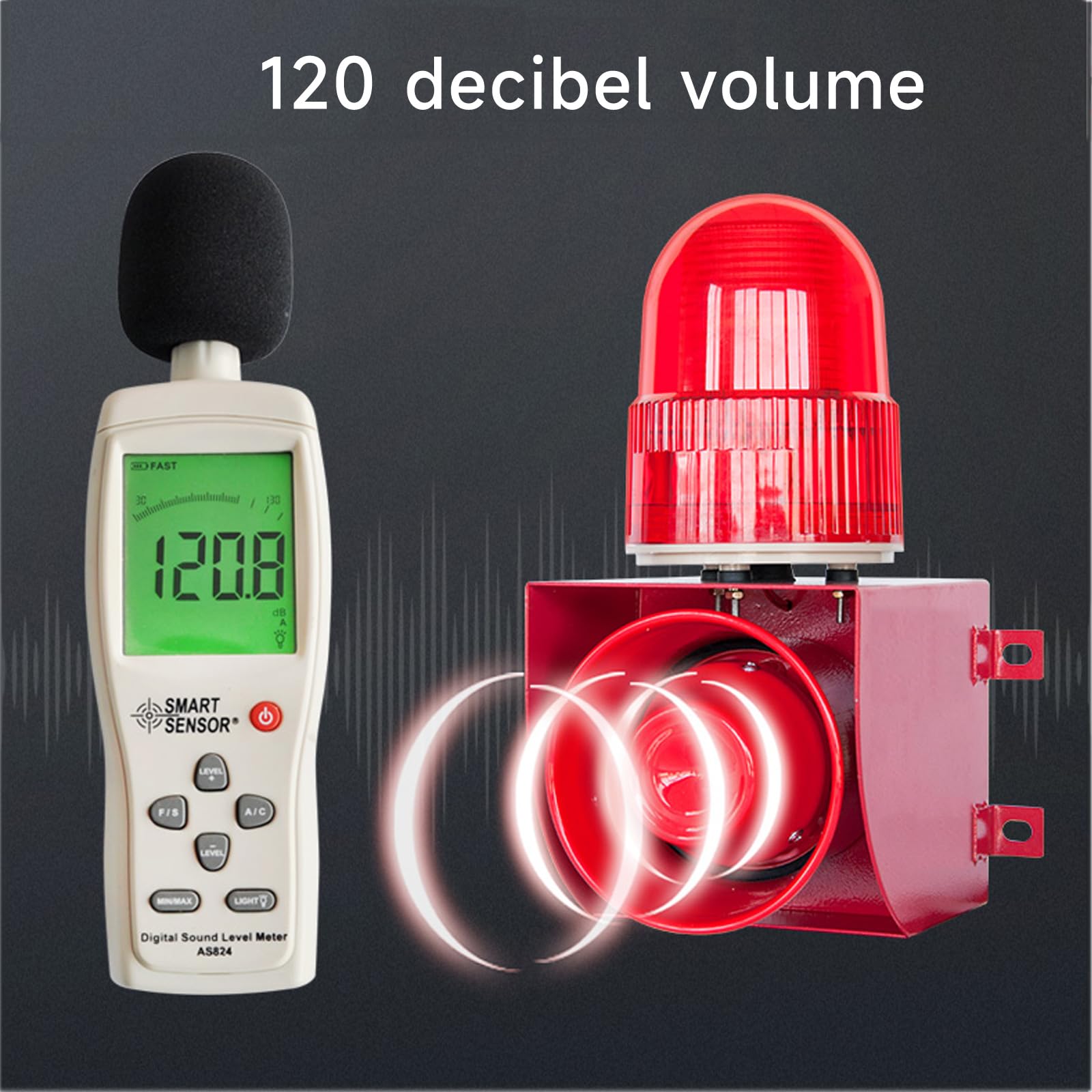 Y DIANS S Industrial Outdoor Alarm Siren 120dB Horn IP66 Waterproof Security Siren with Strobe Light for Factory Port Dock Reservoir Shipyard AC110-120V