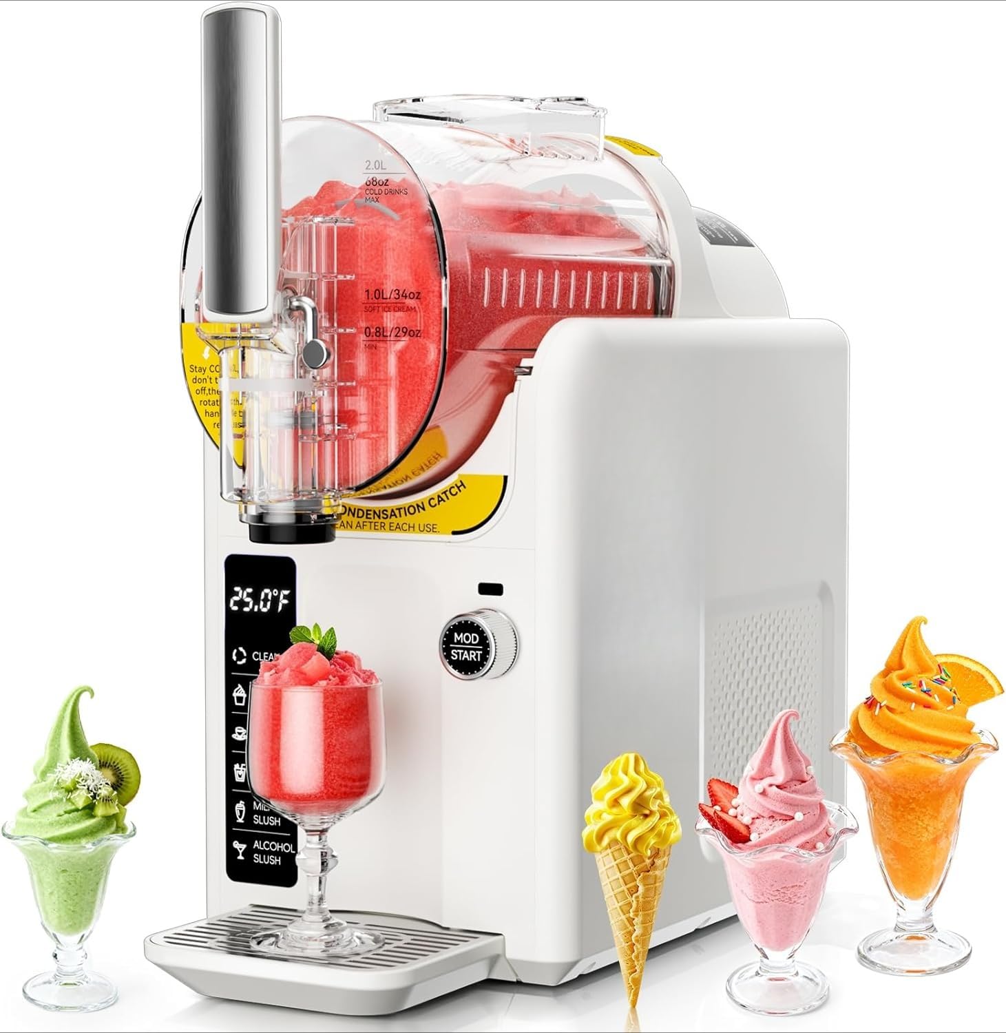 2L Frost Ice Cream Maker, Soft Serve Maker & Slushie Machine, Makes Ice Cream, Gelato, Sorbet, Frozen Yoghurt, Milkshakes, Slushi (White, 2L) White 2L