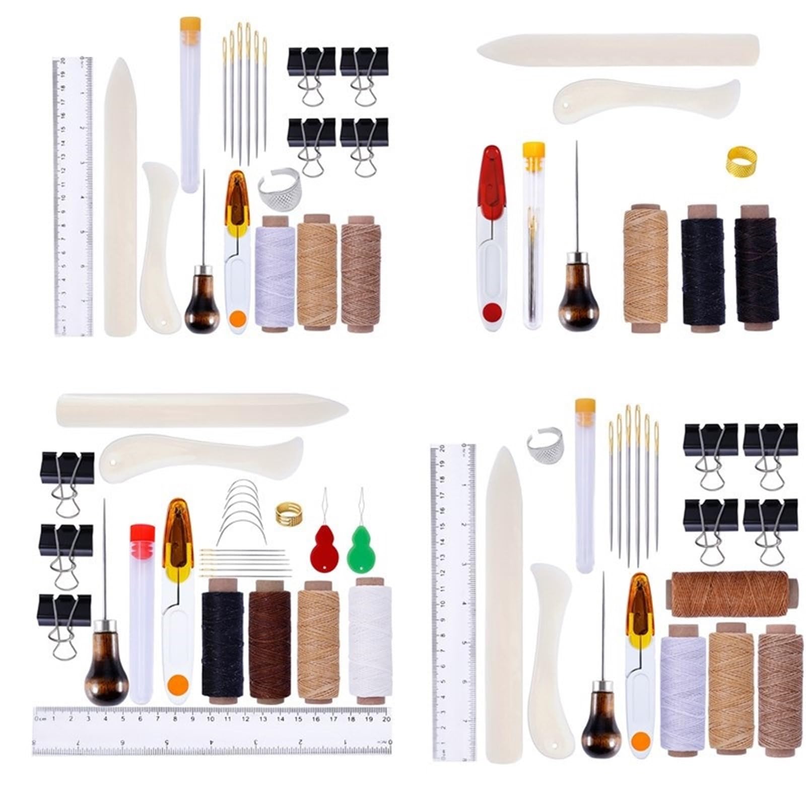 Kit de encuadernación for principiantes: agujas ojo grande, plegadora hueso, papel, hilo encerado, punzón for libros DIY Kit de encuadernación(ZF-HG-0033)