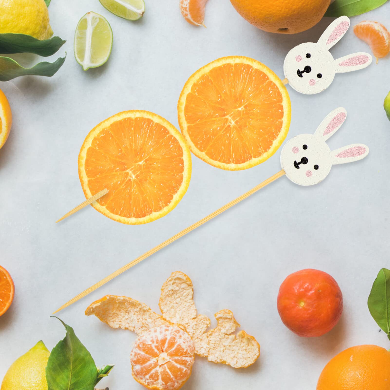 Lot De 100 Pics à Cocktail Lapin De Pâques - Cure-dents Déco 12cm Pour Fêtes
