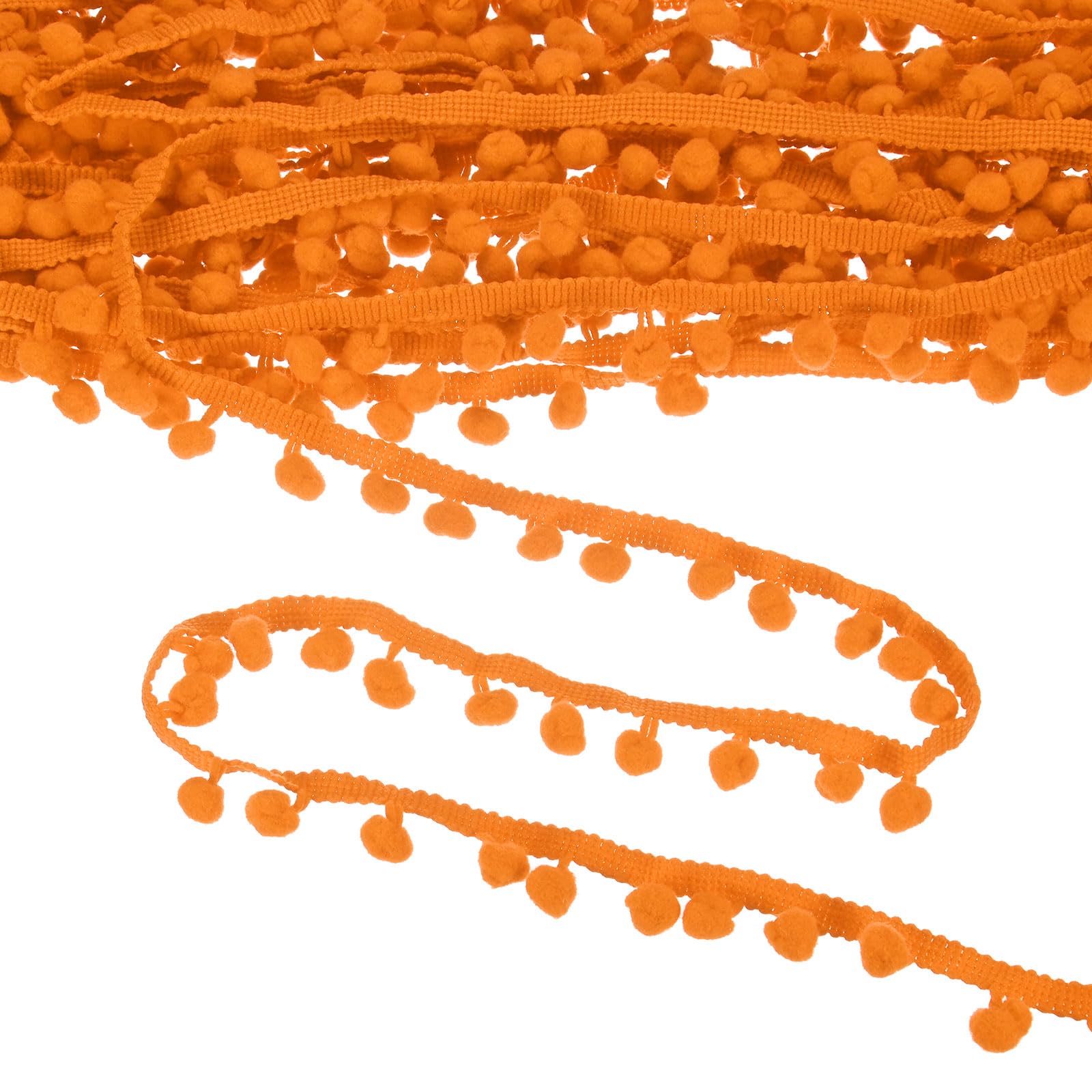 M METERXITY Pom Pom Ball Fringe Trim, 10 Yards 8mm Ball Fringe Trim Ribbon Sewing Accessory for Home Decoration/DIY Crafts/Curtain/Pillow [Orange]