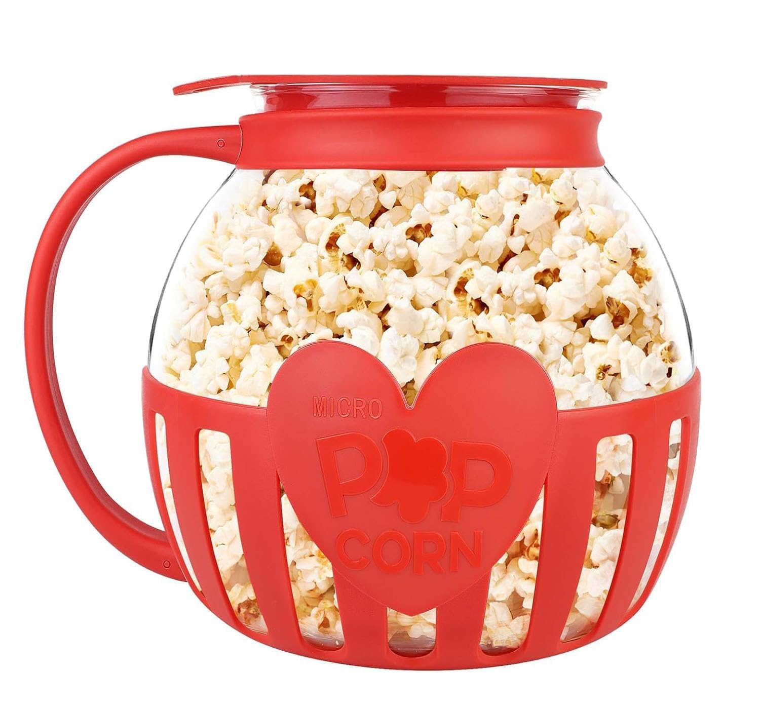 Maszyna do popcornu do kuchenki mikrofalowej, maszyna do popcornu ze szkła borokrzemowego, nadaje się do mycia w zmywarce, idealna na spotkania, imprezy, pikniki, czerwona