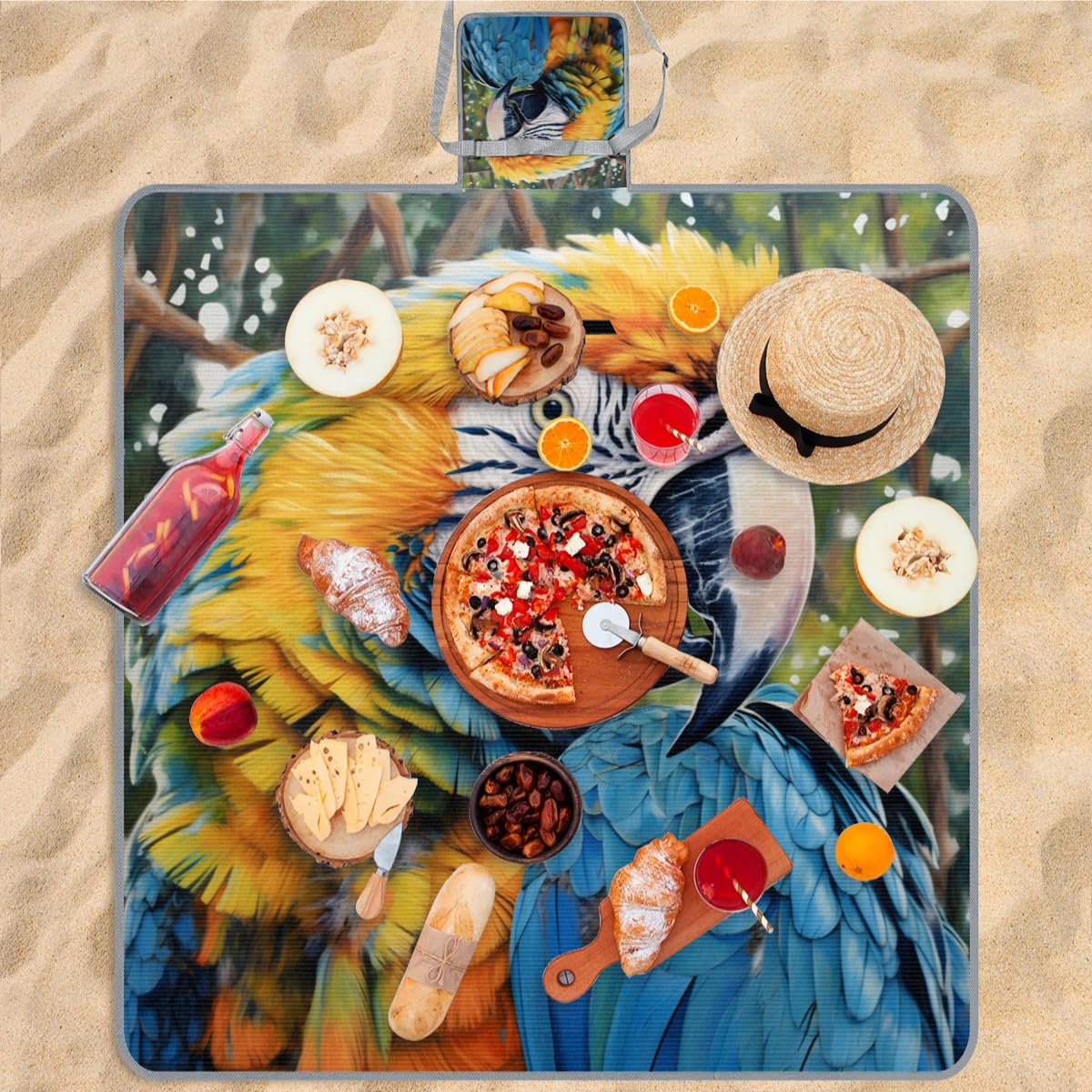 Manta de picnic de 150 x 145 cm, manta de playa plegable para exteriores, impermeable, para playa, camping, senderismo, picnic