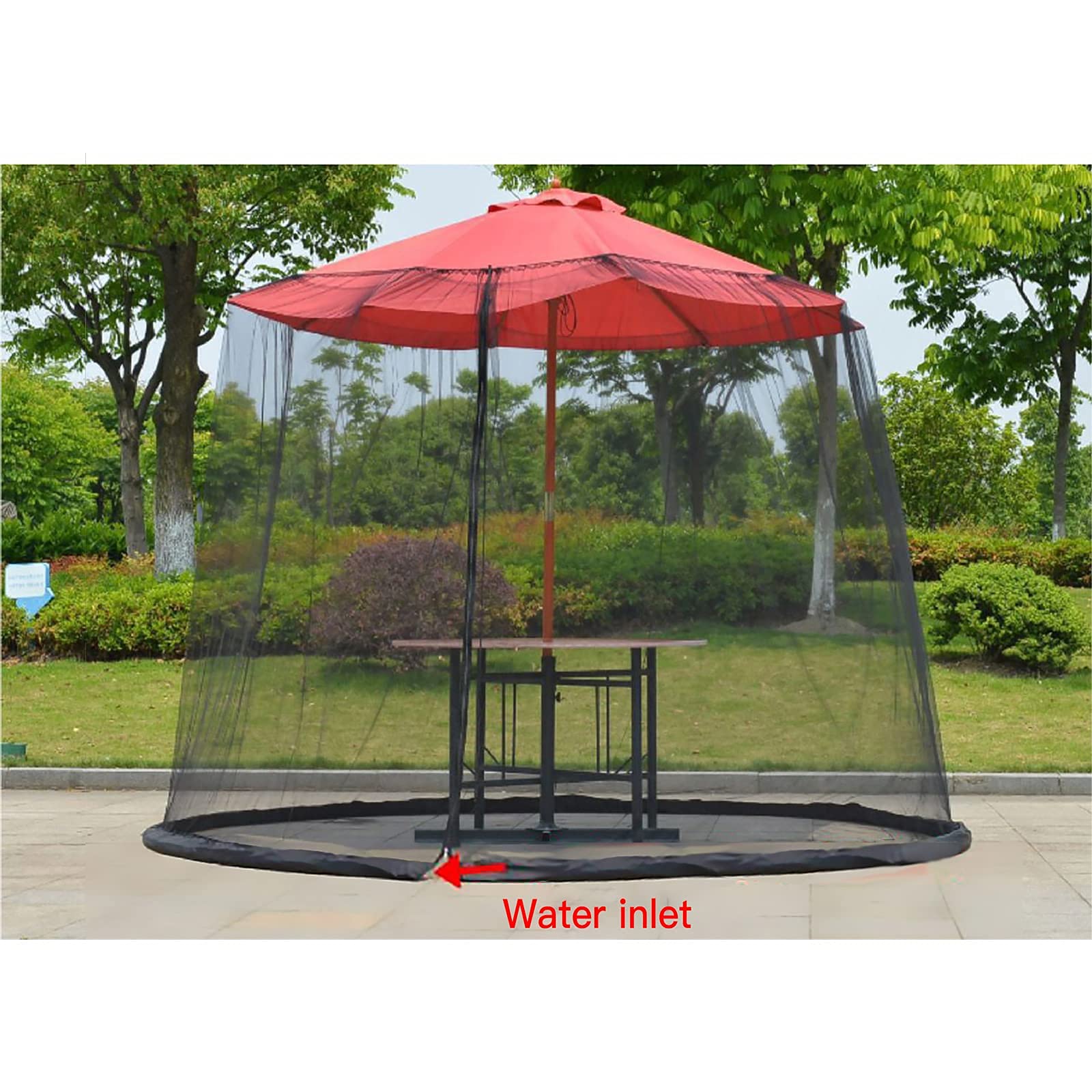 Ombrellone da giardino con zanzariera, con porta con cerniera, copertura in rete di poliestere per esterni, giardino, cortile, campeggio, adatto per gazebo