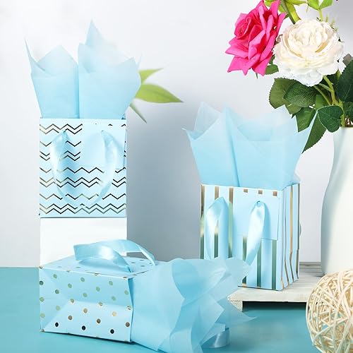 Miniatura 10 de Tenare 24 mini bolsas de regalo metálicas con asas y papel de seda, pequeñas bolsas de regalo para graduación, día del padre, 4 de julio, recuerdos