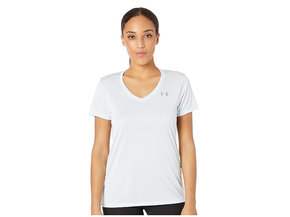 

Under Armour UA Techtm Twist V-Neck (Coded Blue/Metallic Silver) Women's Short Sleeve Pullover, White