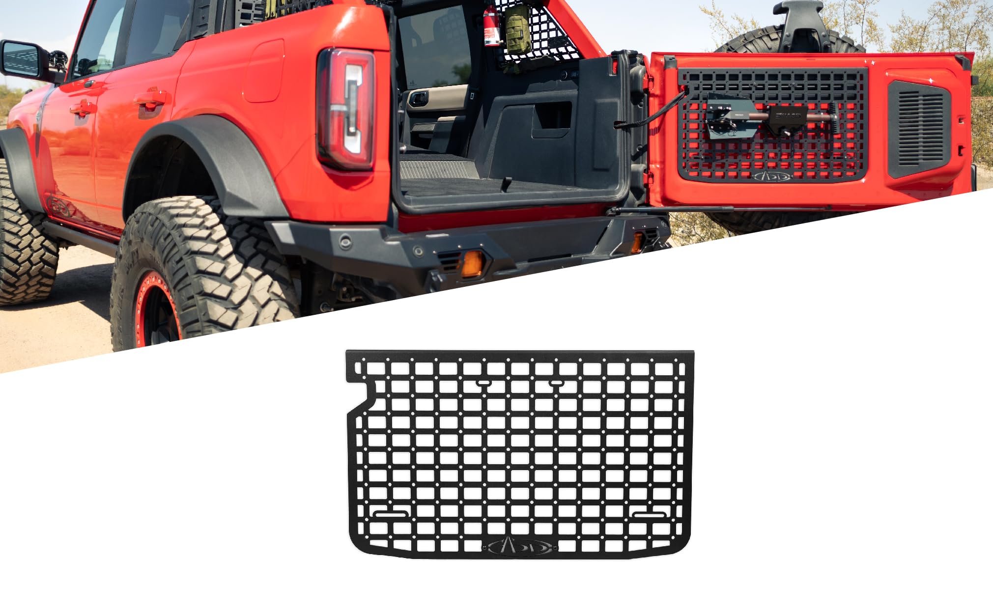 Addictive Desert Designs Tailgate Molle Panel for The 2021-2024 Ford Bronco & 2022-2024 Ford Bronco Raptor | Mounts Pouches, Kits, Tools, & More | Flush Fitment with The Tailgate | Made in The USA