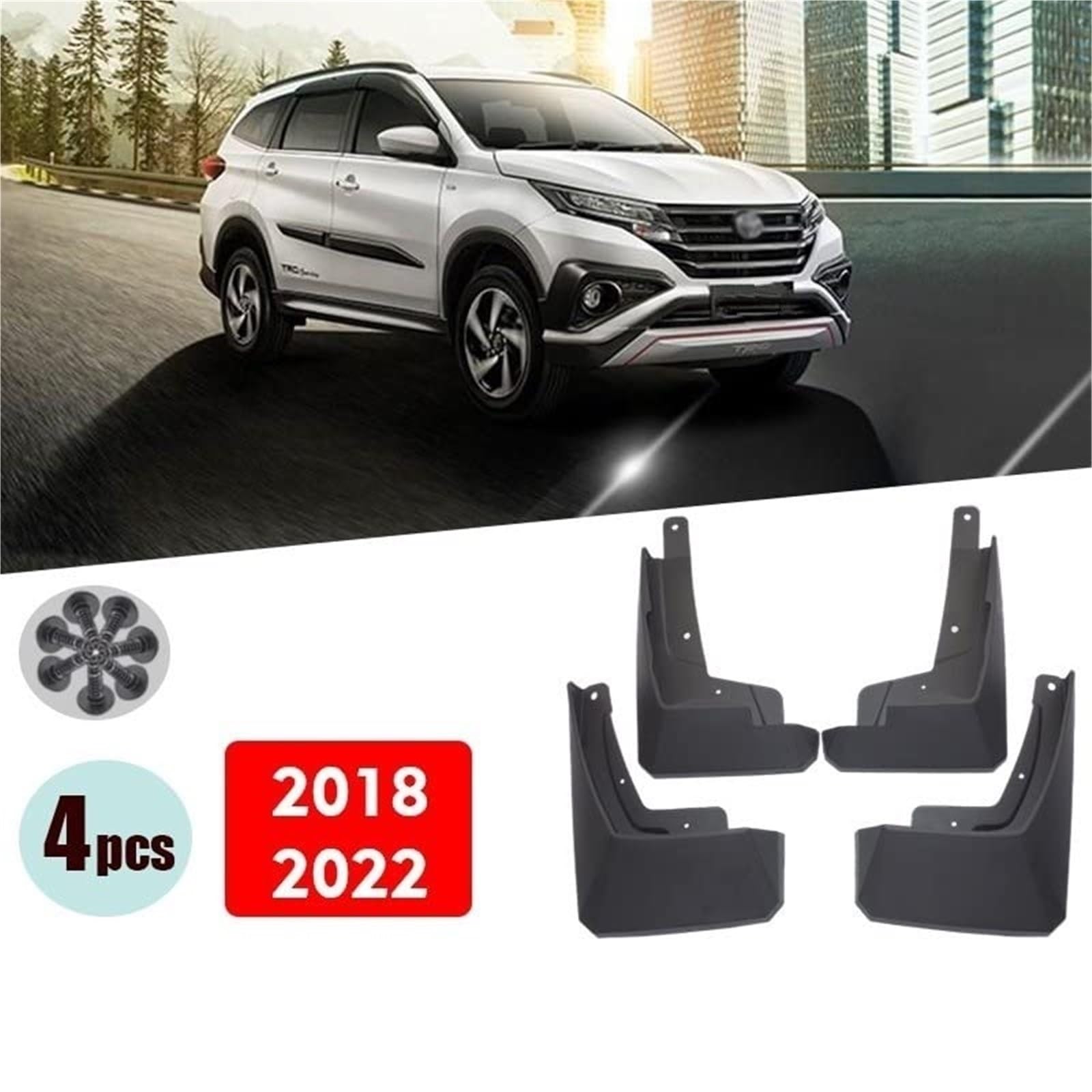 Błotniki samochodowe, dla Toyota, Rush 2018 2019 2020 2021 przednie tylne błotniki akcesoria błotnik Zestaw nakrętek piasty koła blokującego