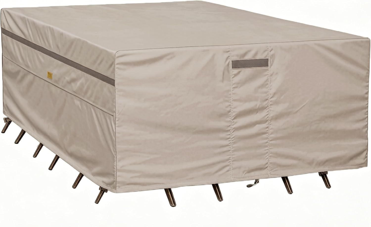 600D Heavy Duty Waterproof Patio Furniture Covers UV Resistant Rectangular Outdoor Table and Chair Covers 90" Wx 60" D x 28" H Beige