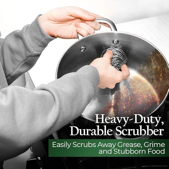 Stanley Home Products Stainless Steel Scrubbers Rust Resistant Sponge for Pots, Pans, Grills, Ovens, Sinks and Tools Metal Scrubbers for Kitchen & Garage Cleaning (2 Pack - 4 Count)