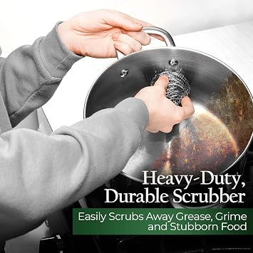 Stanley Home Products Stainless Steel Scrubbers Rust Resistant Sponge for Pots, Pans, Grills, Ovens, Sinks and Tools Metal Scrubbers for Kitchen & Garage Cleaning (2 Pack - 4 Count)