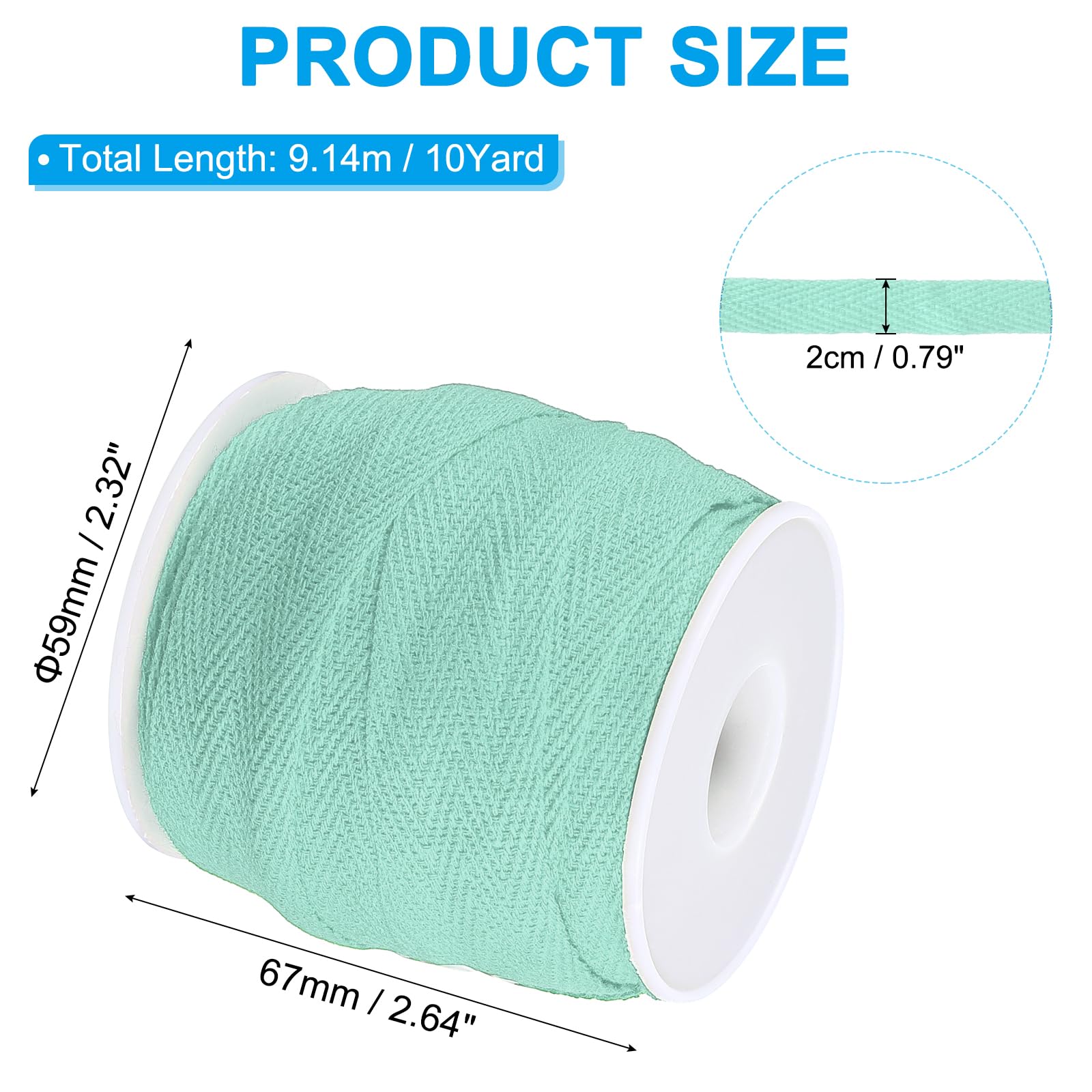 PATIKIL Mint Green Cotton Drawstring Cord, 9.14m x 2cm, 19mm x 33feet - Image 2