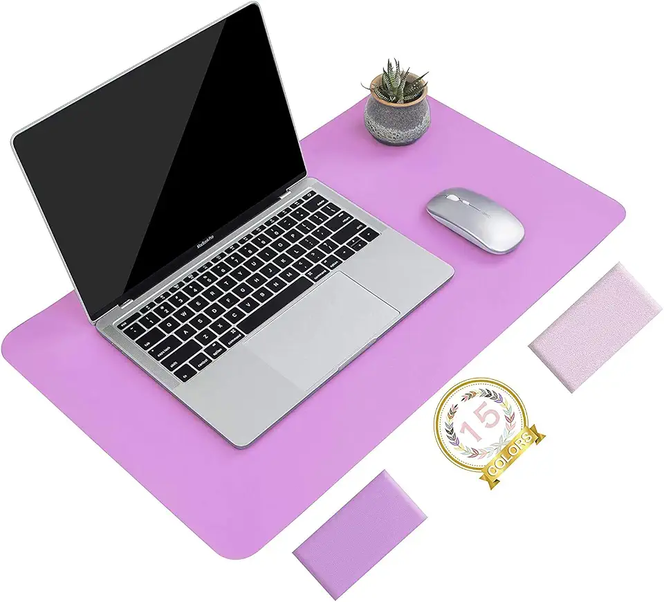 Ysagi Non-Slip Leather Desk Pad, Waterproof Laptop Computer Desk Keyboard Mat, Table Protector Blotter Mat, Large Mouse Pad for Office/Work/Home/Decor(Purple, 23.6" x 13.7")