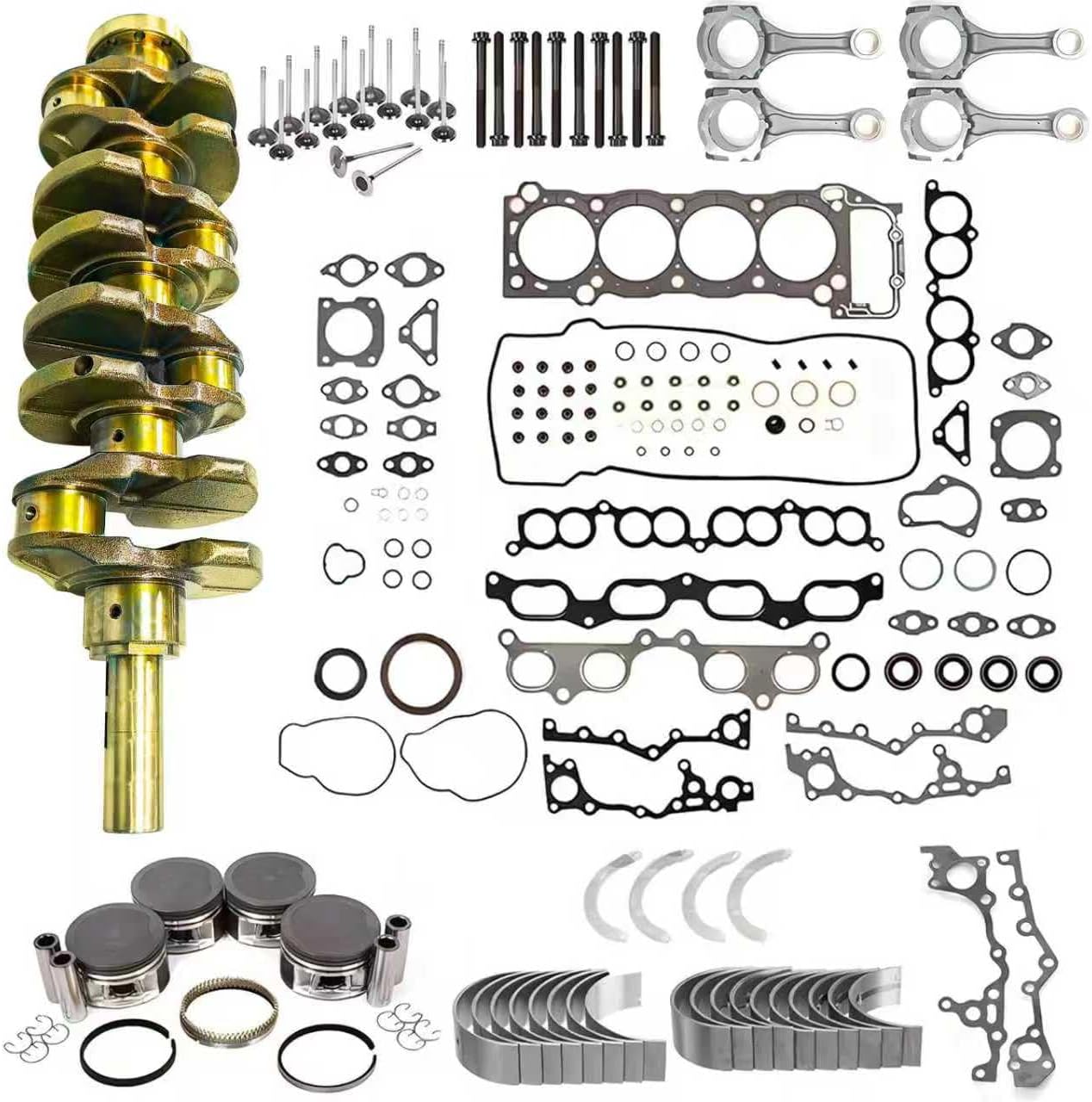 3RZ-FE 2.7L Engine Rebuild Overhaul Kit W/Crankshaft/Connecting Rod/Pistons Fit for 4Runner T100 Tacoma 2.7L 2694cc 4cyl 16 Valve DOHC