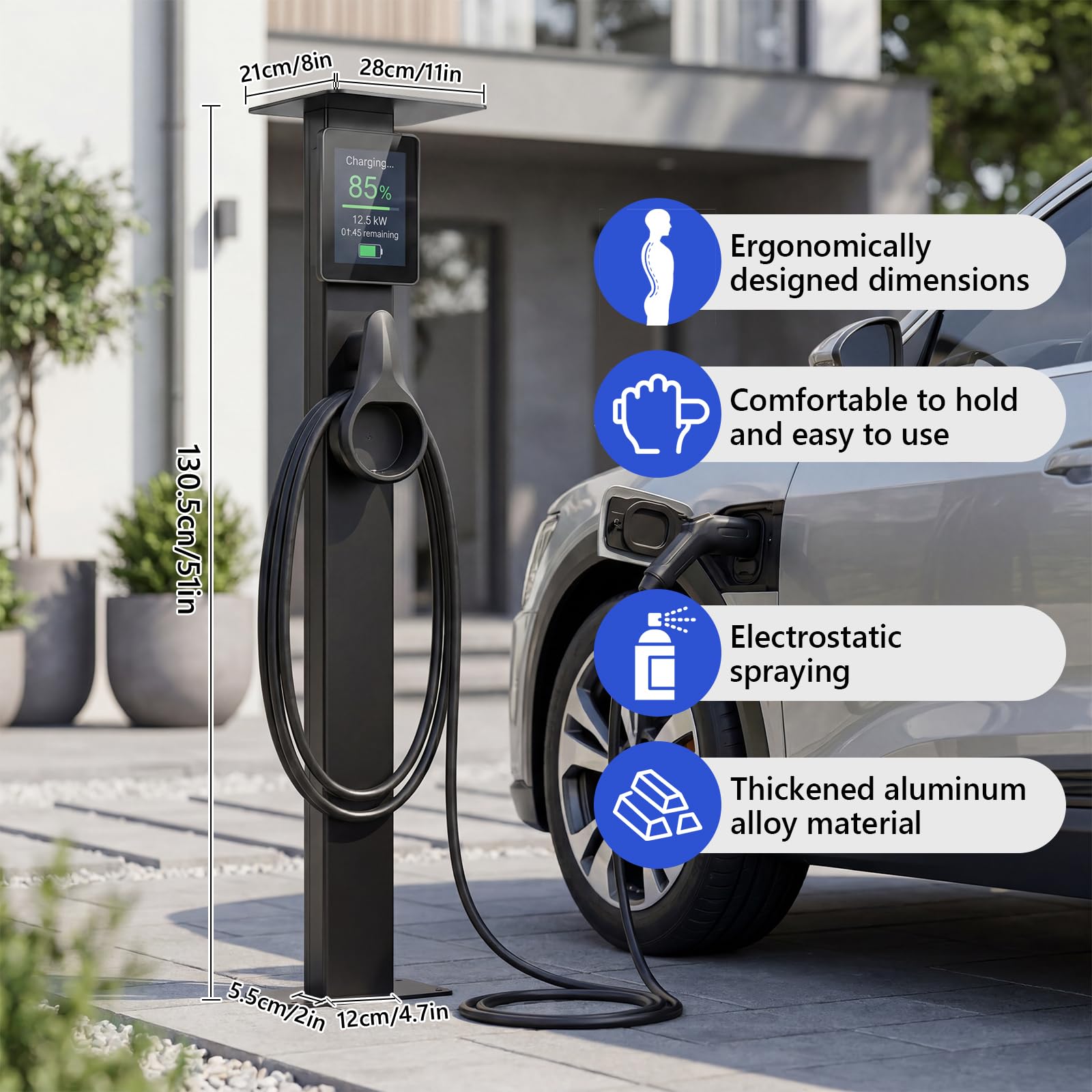 Wallbox Standfuß Wetterfeste Standsäule,EV-Ladesäulenständer,Universeller Wallbox Standfuß Standsäule wallbox wetterschutzdach für e-auto-ladestation,für Wallbox Ladestationen für Elektroautos