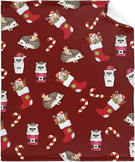 Christmas Hedgehog Ulta Soft Fleece Flannel Blankets Birthday Halloween Throw Blanket Bedding Outdoor Cover for Picnic Couch Beach 40