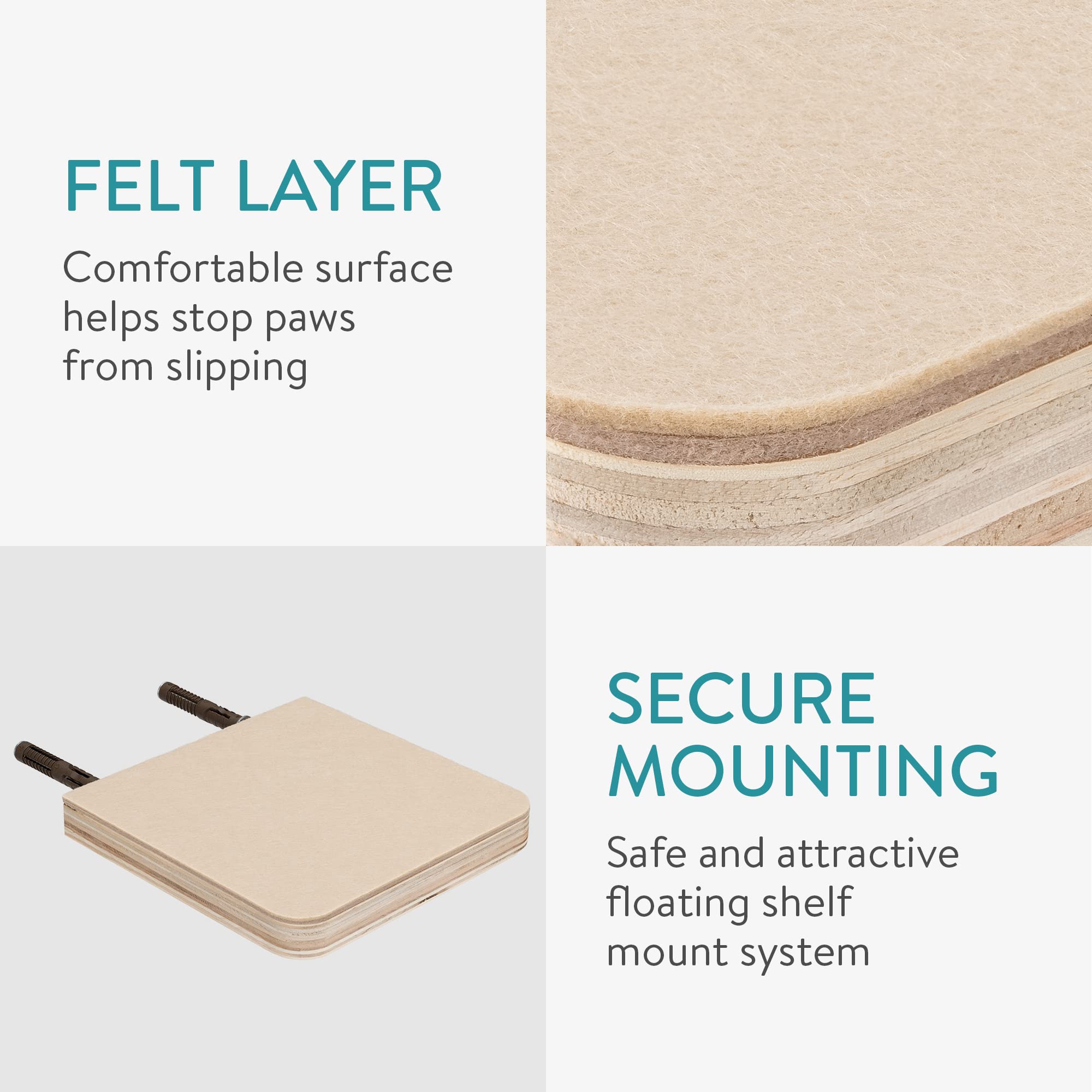 Navaris Percorso Per Gatti Da Parete - Set 4 Pezzi Con Mensola Esagonale E 3 Scalini, In Compensato Resistente - Foto 9