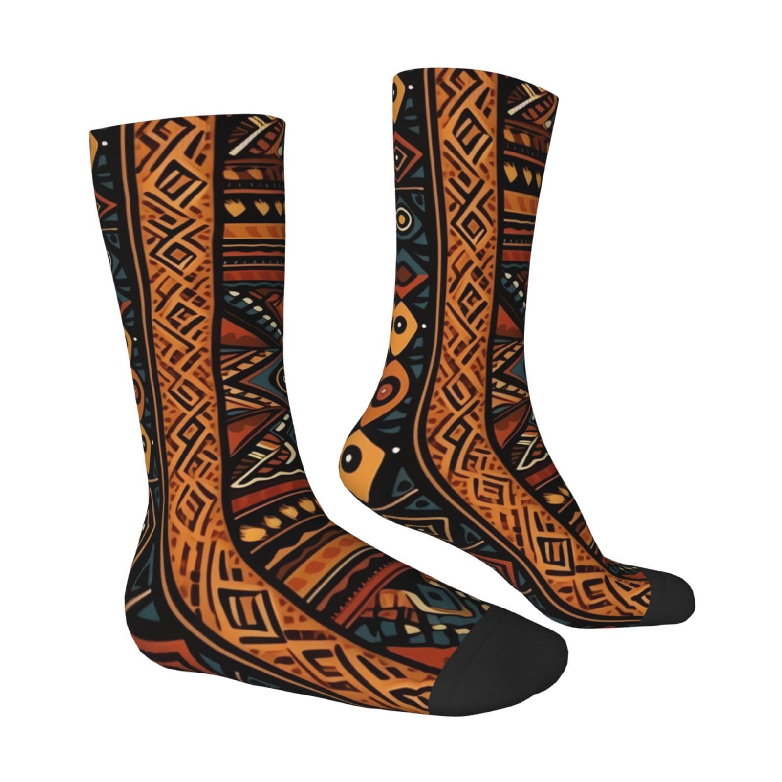 LZQPOEAS Traditional african design pattern Athletic Socks Unisex Cushioned Crew Socks Hiking Running Calf Sock Soft Above Ankle Sock