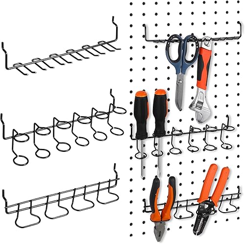 Miniatura 8 de 6 soportes para destornilladores para tablero de clavijas, organizador de alicates de acero inoxidable, ganchos de herramientas, accesorios para