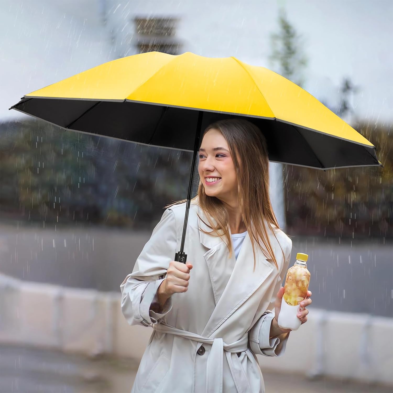 Yoobure Windproof Travel Umbrella - Automatic Umbrellas for Rain, Compact Folding Umbrella with UV Protection, Lightweight Portable Design for Backpack/Walking/Car, Sun & Storm Ready - Image 7