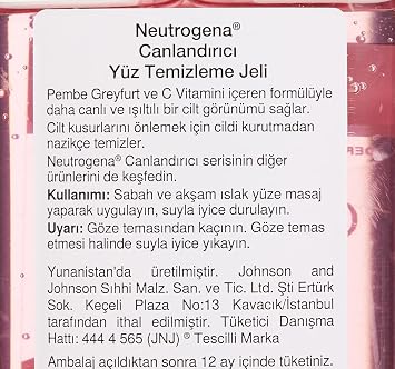 neutrogena canlandırıcı yüz yikama jeli (200 ml) (2 paketi)