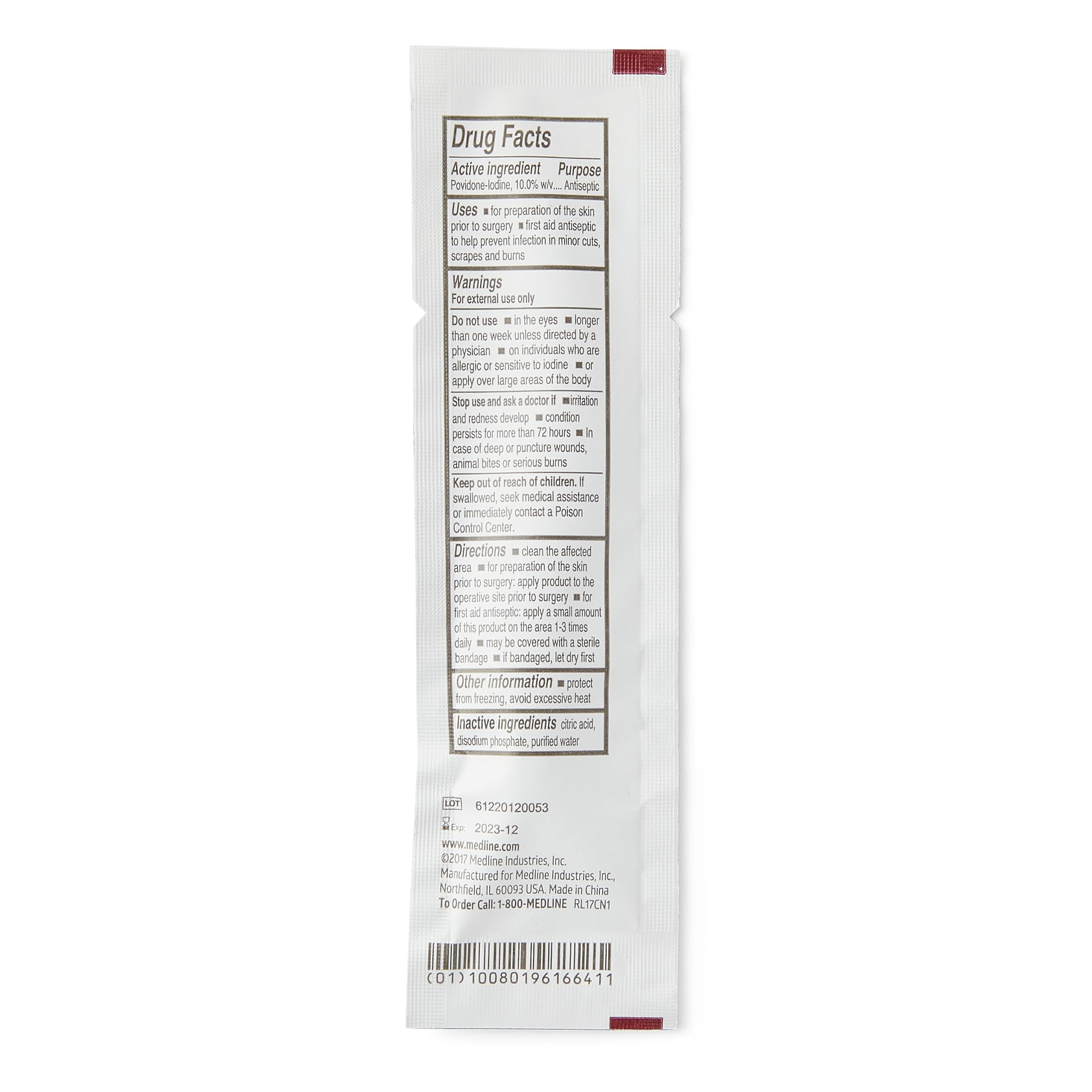 Medline Povidone-Iodine PVP Swabstick, Single Pack, Antiseptic for First Aid, Pack of 500
