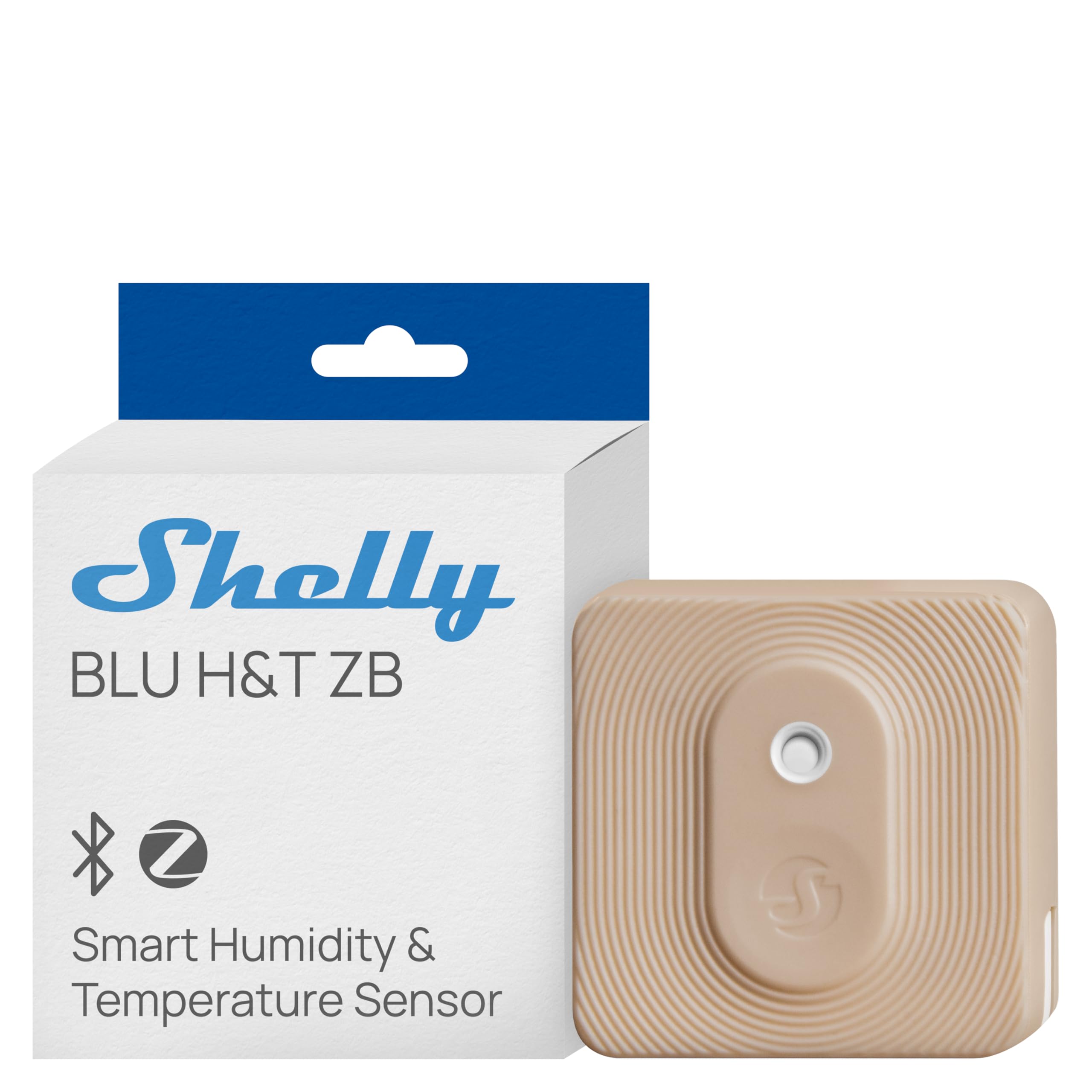 Shelly BLU H&T ZB Mokka - Bluetooth & Zigbee Temperatur- und Luftfeuchtigkeitssensor, IP54, Smart Home, Lange Batterielebensdauer, Verschlüsselung, Fernüberwachung, Kabellos, Gateway Erforderlich